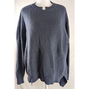 Wishlist Navy Blue Chunky Knit Cotton Sweater‎ Women's M/L – Drop Shoulder...